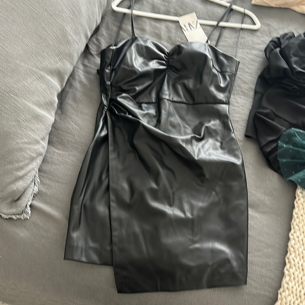 Zara mini leather dress in size S